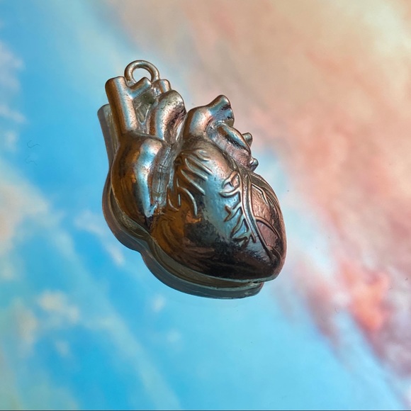 Silver Anatomical Heart Pendant - Picture 1 of 3